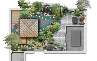 中國古典庭院園林景觀psd平面圖